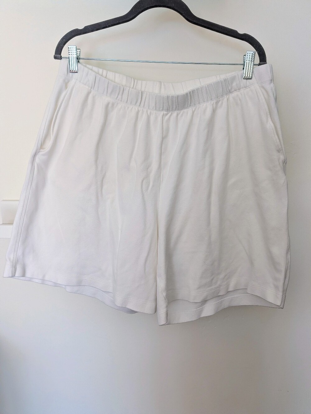 Lands End 100% Cotton Women's Loose White Sport Knit Shorts 1X Plus 16-18 GUC